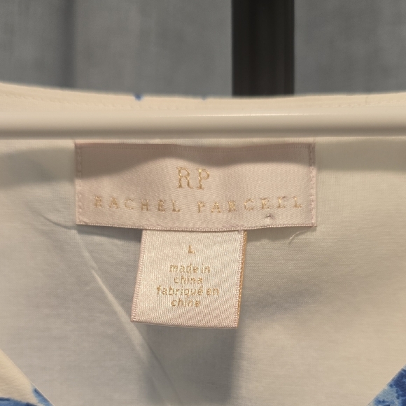 Rachel Parcell Blue and white Cottagecore Floral Blouse Sz L - Picture 2 of 10